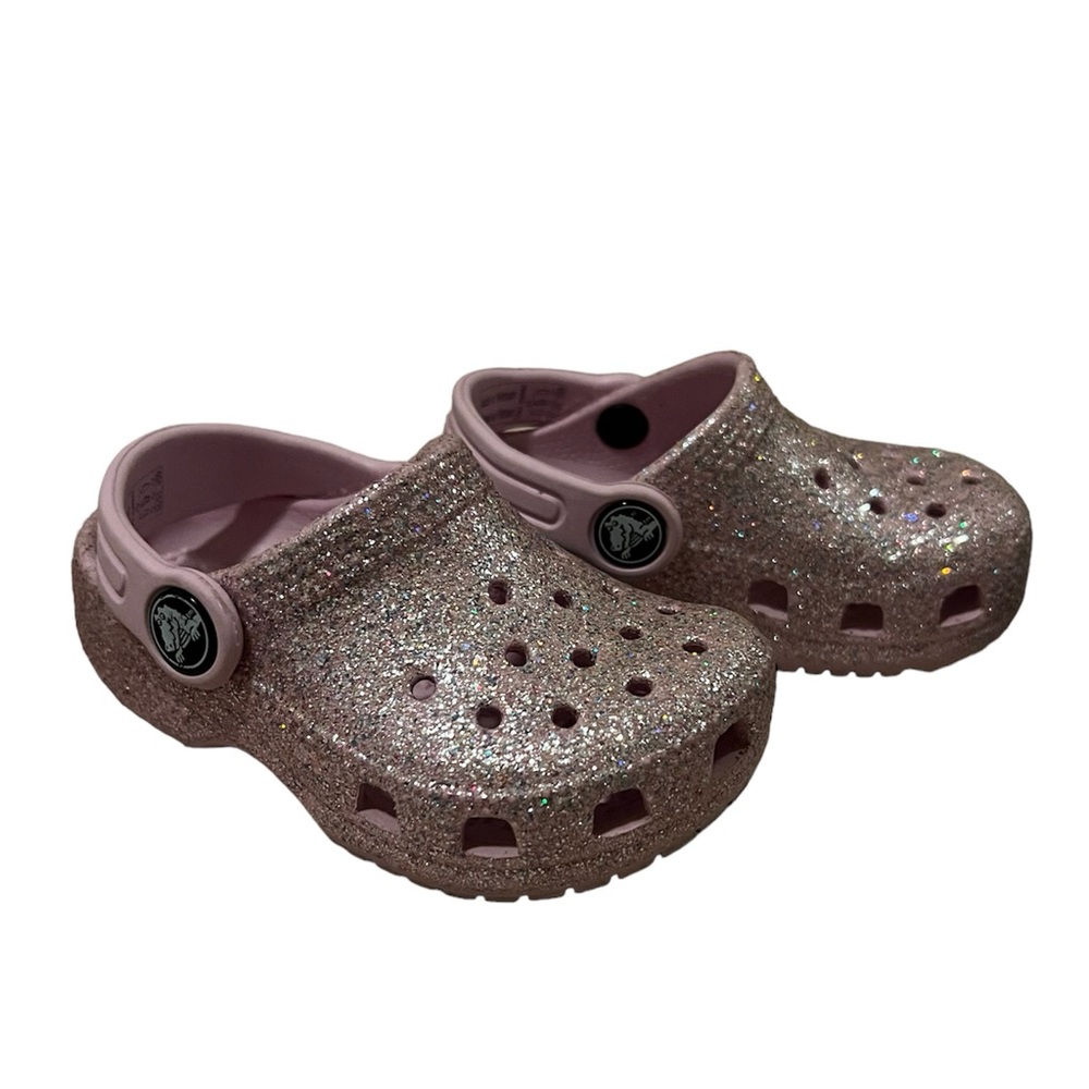 Normal wear pink glitter crocs size 5 walker